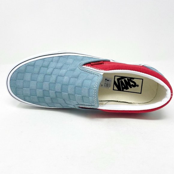 Vans Classic Slip On (Deboss Checkerboard) Grey Red Womens Shoes - Picture 4 of 5
